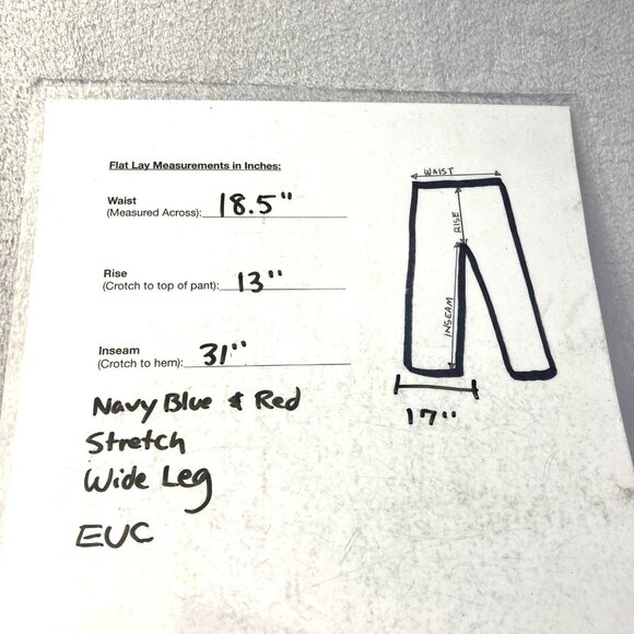 Insight Wide Leg Pants Womens 16 Navy Red Stripe High Rise Stretch Flowy Office - Picture 7 of 15